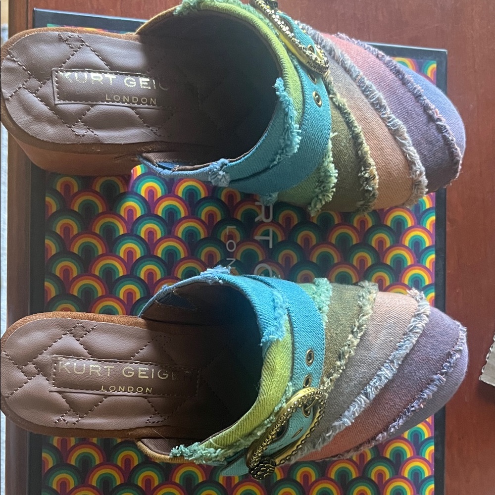 Kurt Geiger Multicolor Frayed Mules